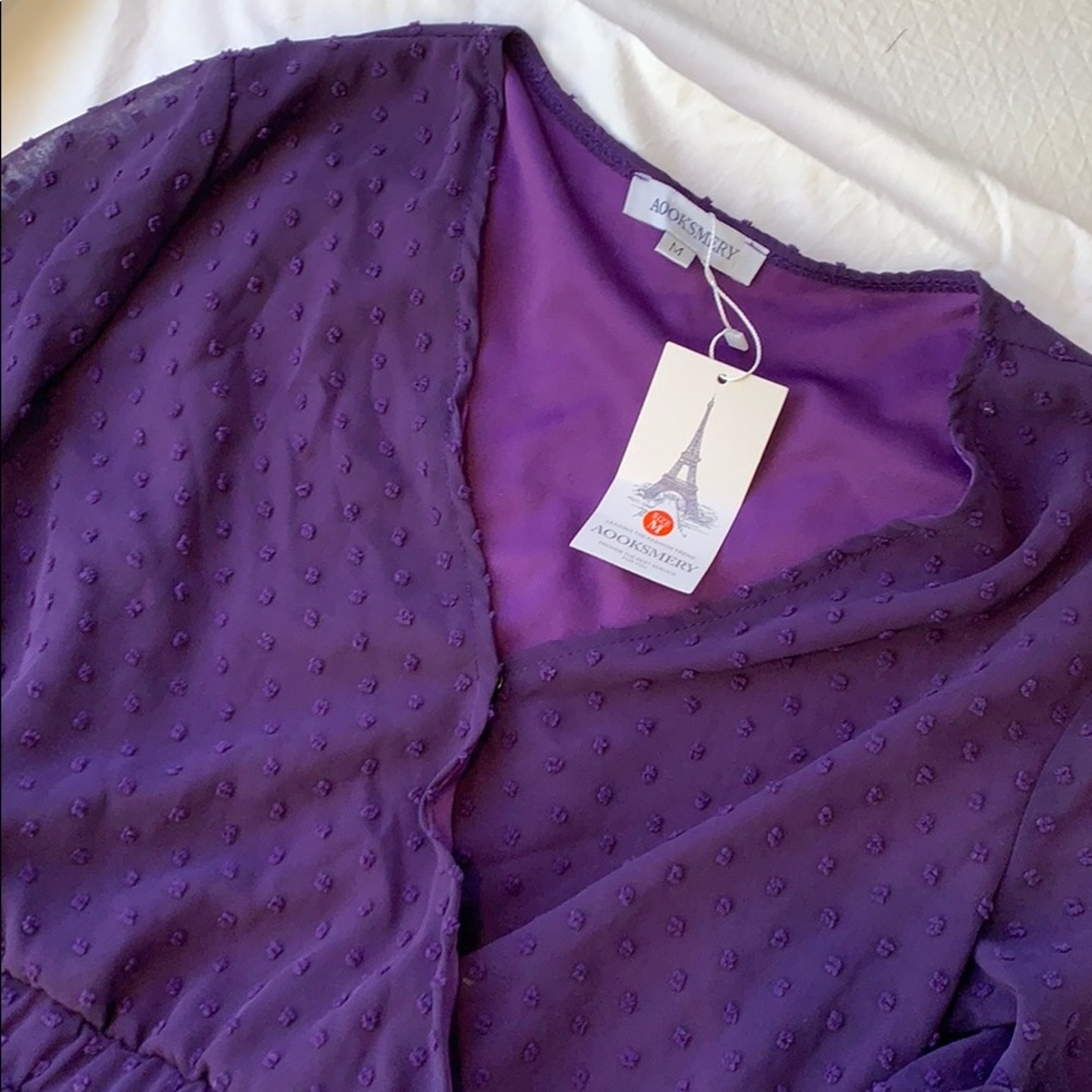 NWT Swiss Dot Purple Dress        Size: Medium - Picture 6 of 13